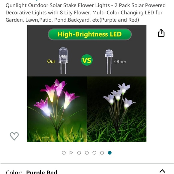 Qunlight Outdoor Solar 2-pack Purple & White Lilies Stake Flowers Waterproof - Picture 2 of 16